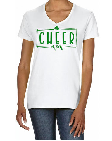 Shamrock cheer mom Vneck tee